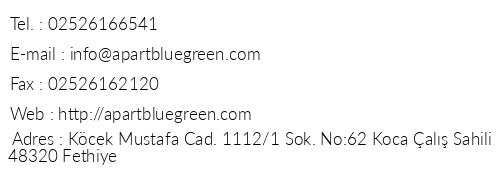Blue Green Residence telefon numaralar, faks, e-mail, posta adresi ve iletiim bilgileri